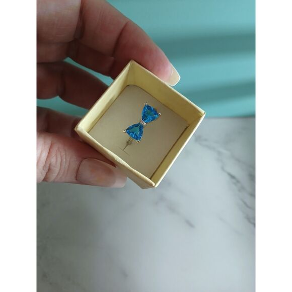 S925 Sterling Silver Plated Rainbow Topaz Bow Ring – Multiple Colors & Finishes - Picture 6 of 16